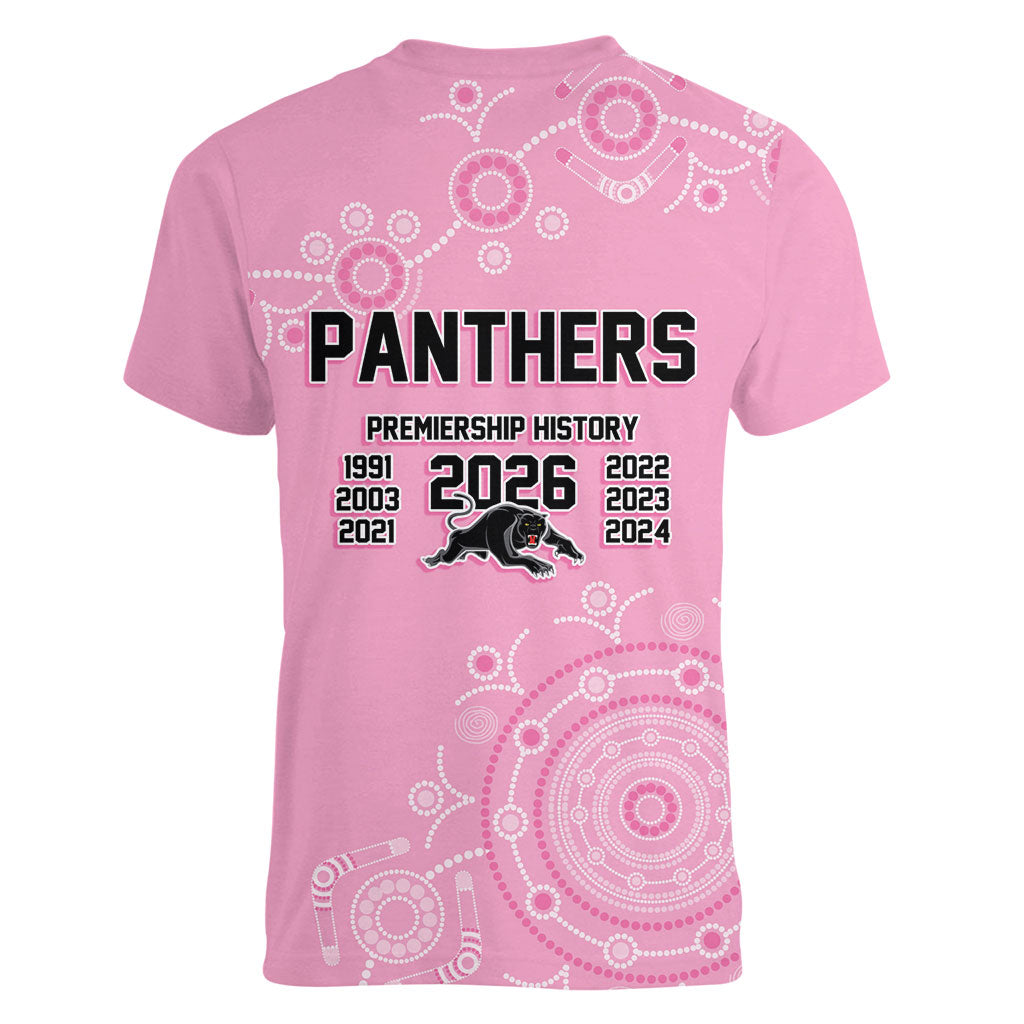 Penrith Premiers 2026 Women V-Neck T-Shirt Panthers Seven-Time Premiership Pink
