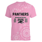 Penrith Premiers 2026 Women V-Neck T-Shirt Panthers Seven-Time Premiership Pink