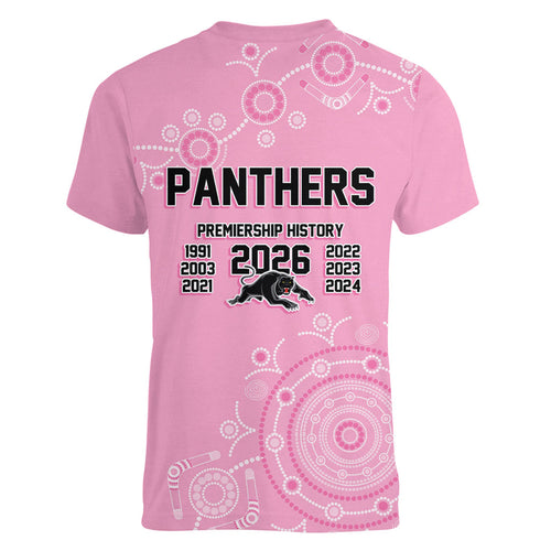 Penrith Premiers 2026 Women V-Neck T-Shirt Panthers Seven-Time Premiership Pink