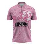Penrith Premiers 2026 Zipper Polo Shirt Panthers Seven-Time Premiership Pink