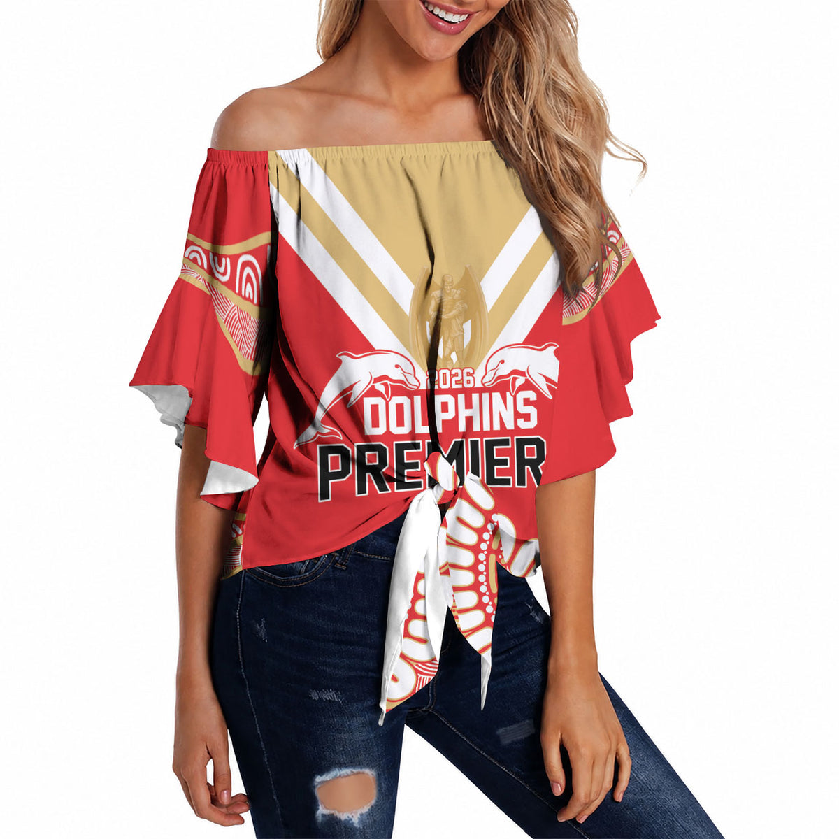 Dolphins First Champions 2026 Off Shoulder Wrap Waist Top First Flag Championship