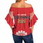 Dolphins First Champions 2026 Off Shoulder Wrap Waist Top First Flag Championship