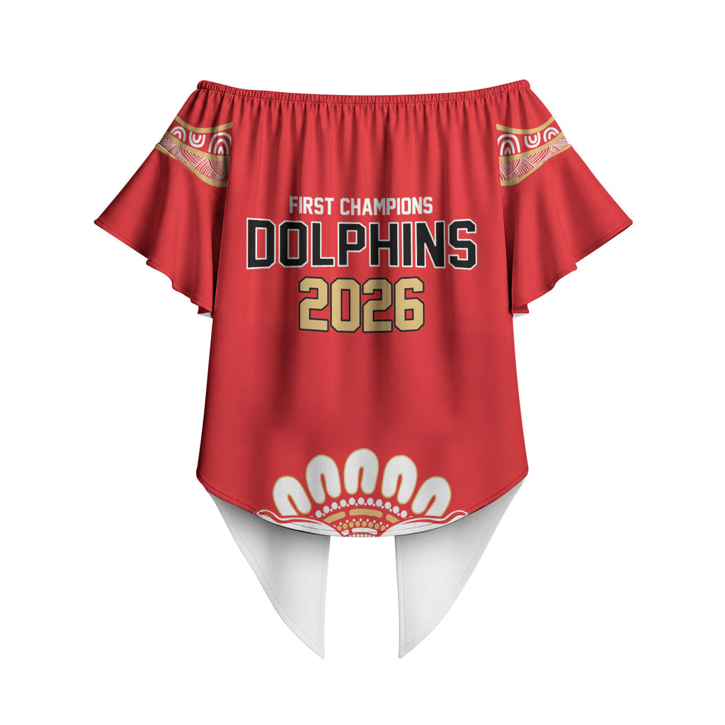 Dolphins First Champions 2026 Off Shoulder Wrap Waist Top First Flag Championship