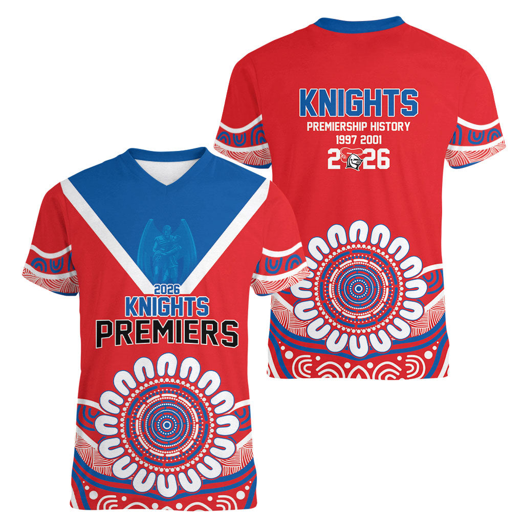 Newcastle Premiers 2026 Women V-Neck T-Shirt Knights Champions Three Premiership History