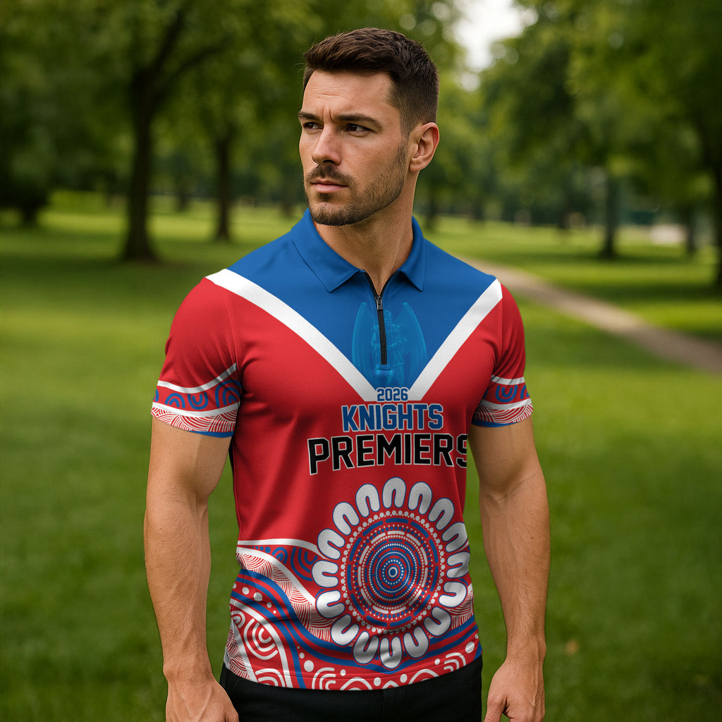 Newcastle Premiers 2026 Zipper Polo Shirt Knights Champions Three Premiership History