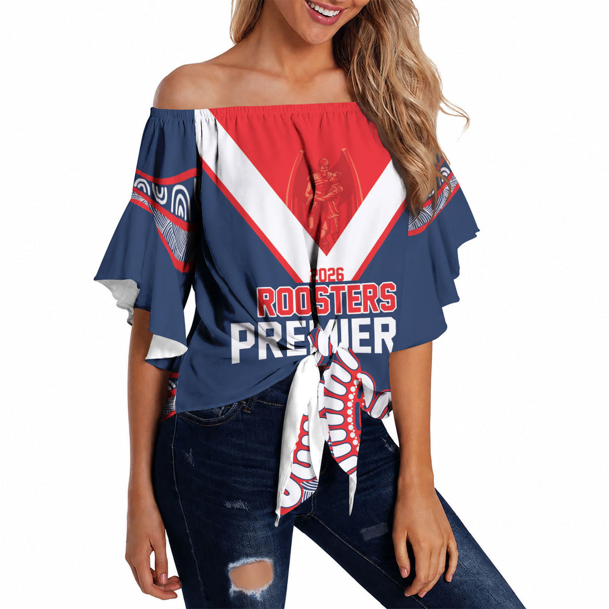 Sydney Premiers 2026 Off Shoulder Wrap Waist Top Roosters Fifth Championship