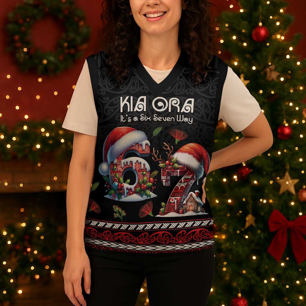 Aotearoa Six Seven Personalized Christmas Knitted V-Neck Vest New Zealand Funny Christmas - Aussie Hoodie