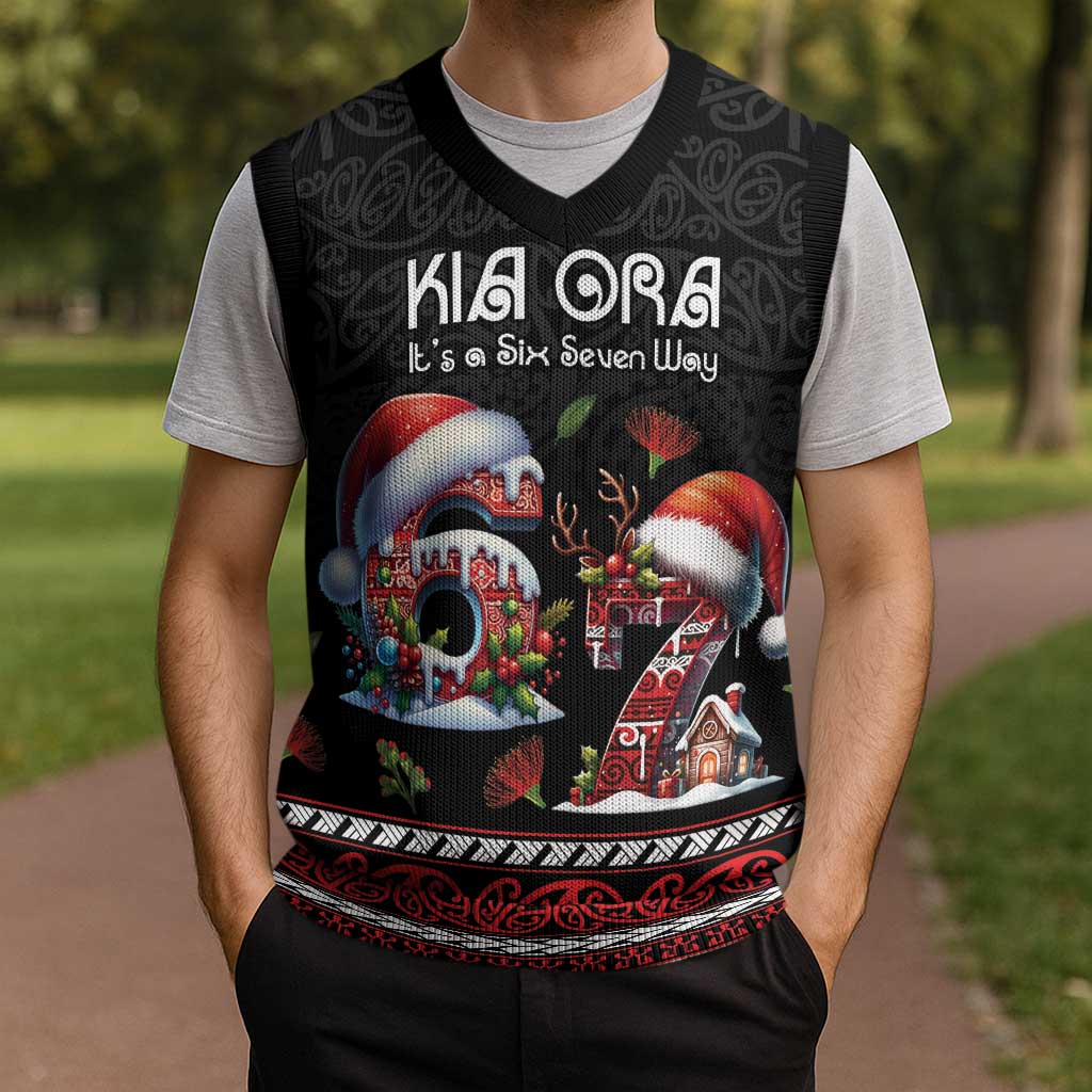 Aotearoa Six Seven Personalized Christmas Knitted V-Neck Vest New Zealand Funny Christmas - Aussie Hoodie