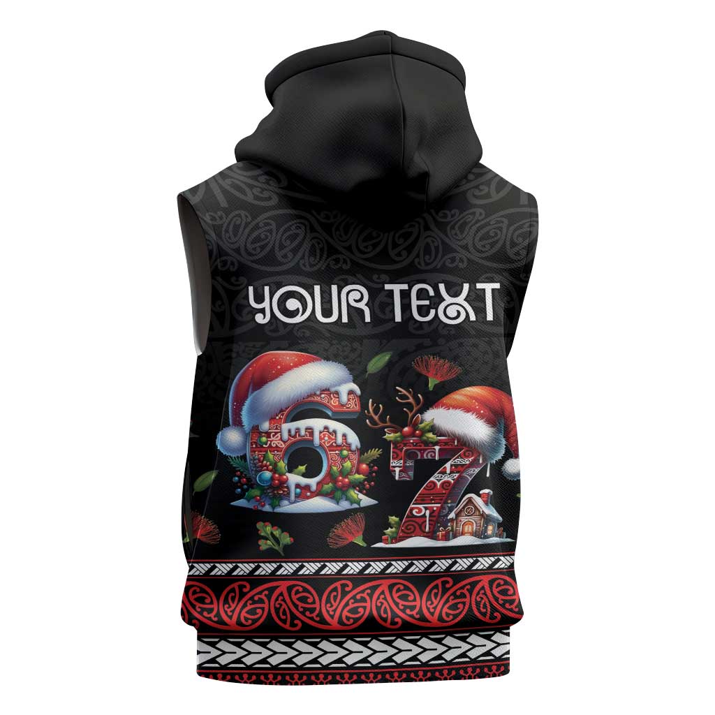 Aotearoa Six Seven Personalized Sleeveless Zip Hoodie New Zealand Funny Christmas LT9