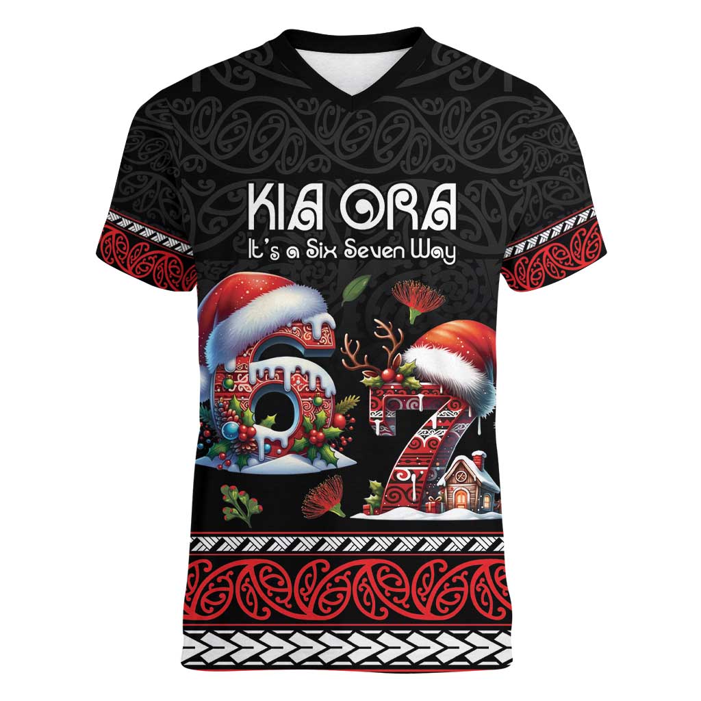 Aotearoa Six Seven Personalized Women V-Neck T-Shirt New Zealand Funny Christmas - Aussie Hoodie