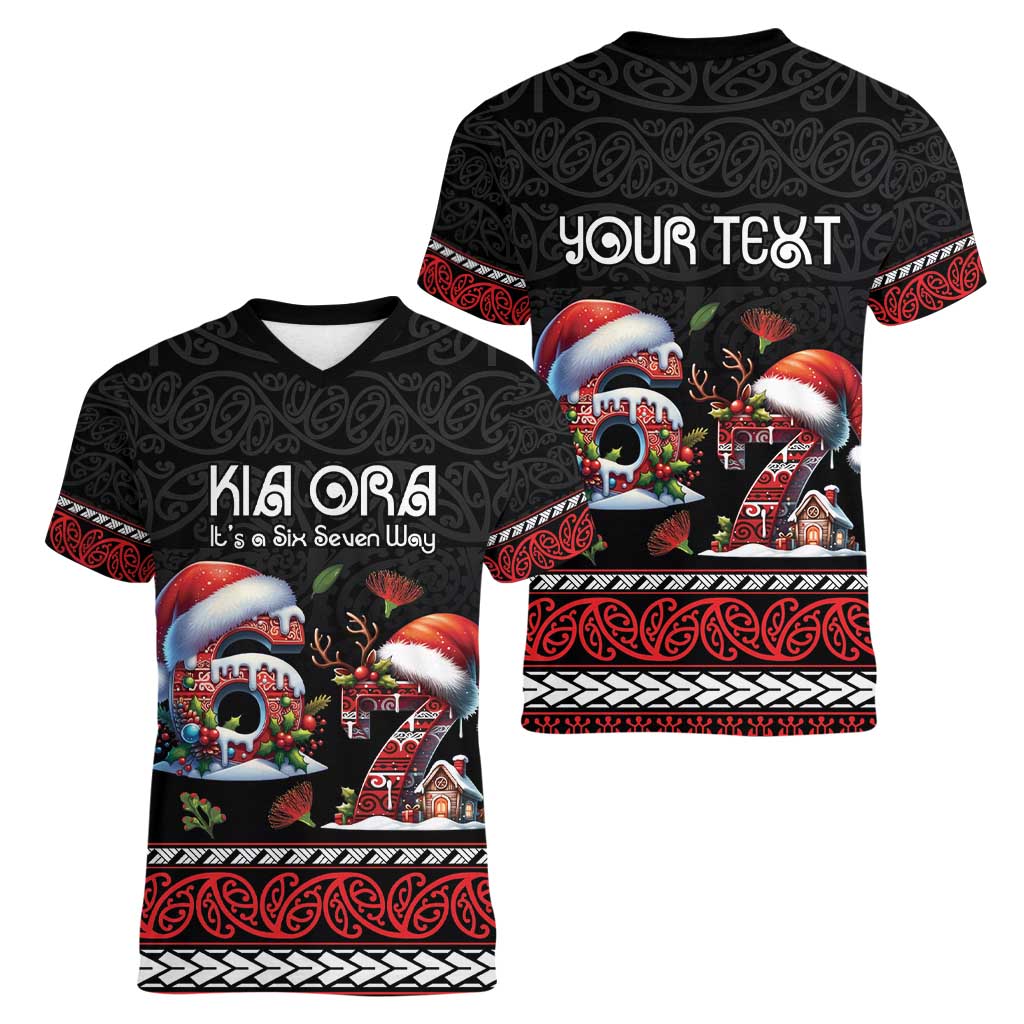 Aotearoa Six Seven Personalized Women V-Neck T-Shirt New Zealand Funny Christmas - Aussie Hoodie