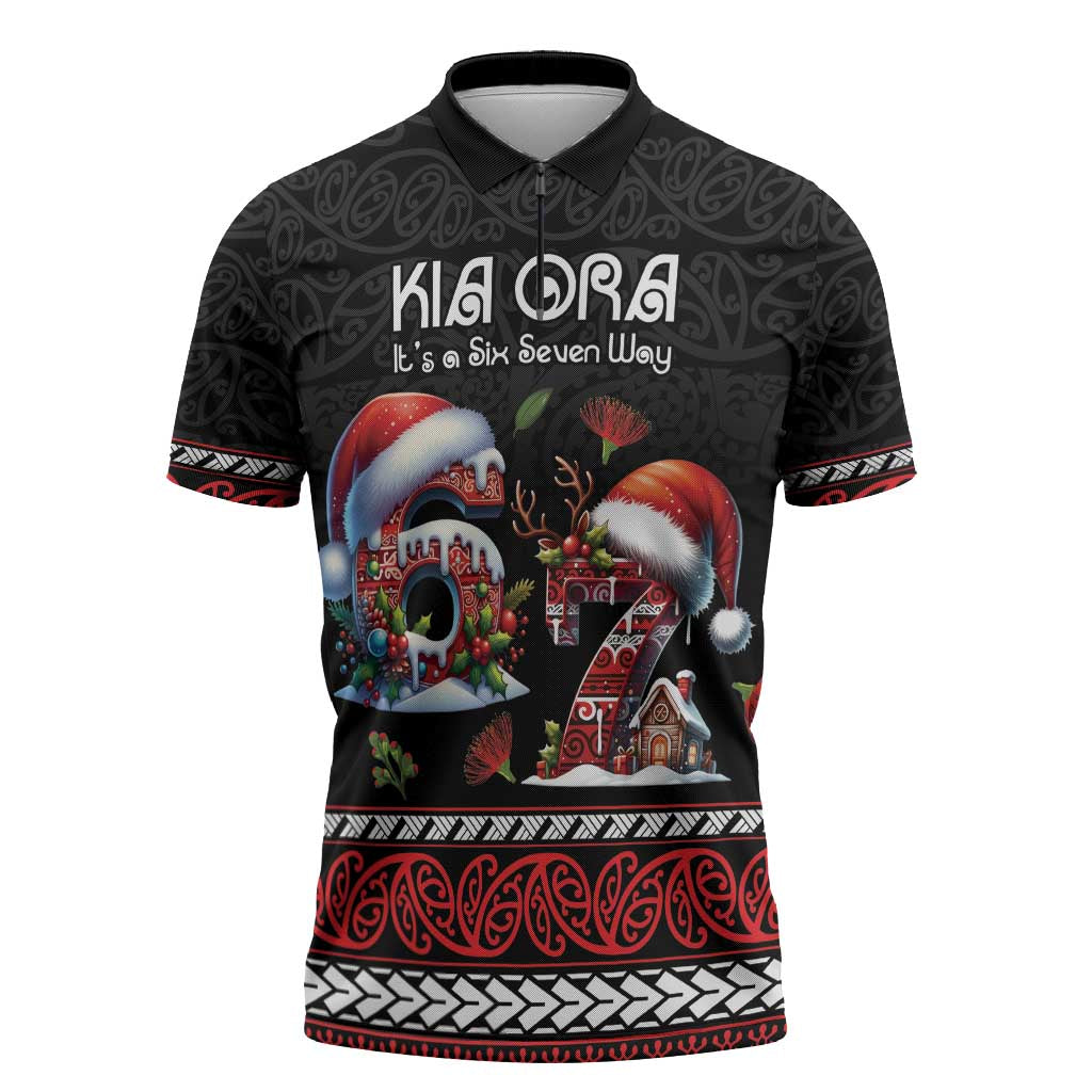 Aotearoa Six Seven Personalized Zipper Polo Shirt New Zealand Funny Christmas - Aussie Hoodie