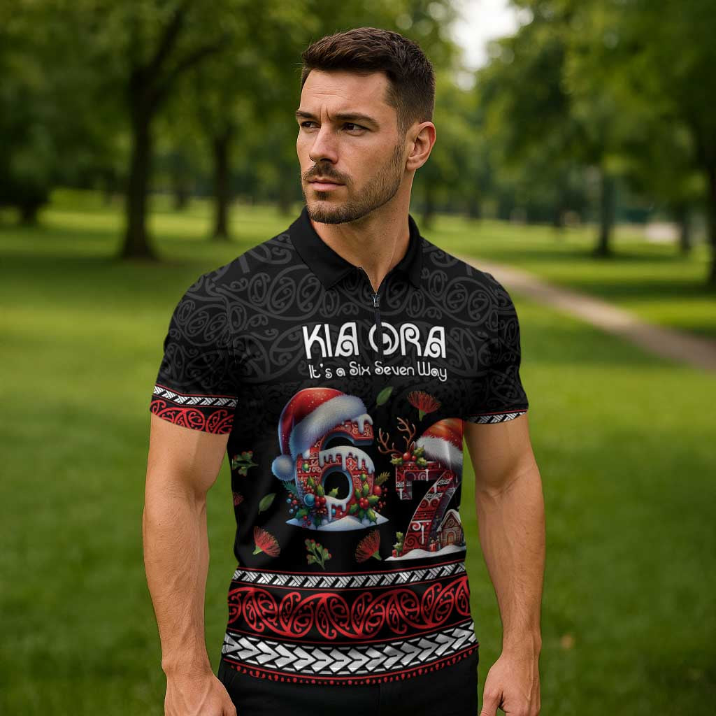Aotearoa Six Seven Personalized Zipper Polo Shirt New Zealand Funny Christmas - Aussie Hoodie