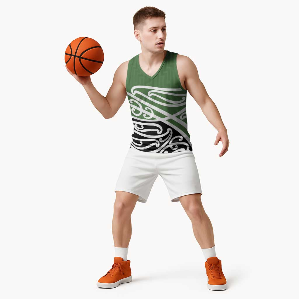 Green Fern New Zealand Kowhai Ngutukak Basketball Jersey - Aussie Hoodie