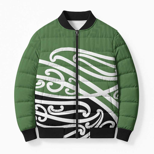 Green Fern New Zealand Kowhai Ngutukak Bomber Puffer Jacket - Aussie Hoodie