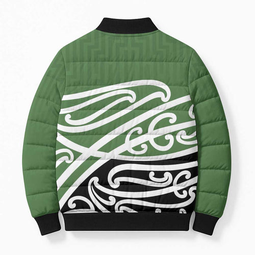 Green Fern New Zealand Kowhai Ngutukak Bomber Puffer Jacket - Aussie Hoodie