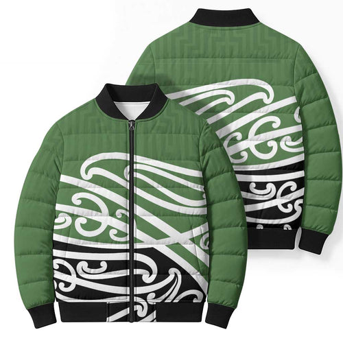Green Fern New Zealand Kowhai Ngutukak Bomber Puffer Jacket - Aussie Hoodie