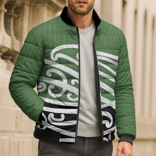 Green Fern New Zealand Kowhai Ngutukak Bomber Puffer Jacket - Aussie Hoodie