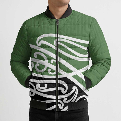Green Fern New Zealand Kowhai Ngutukak Bomber Puffer Jacket - Aussie Hoodie