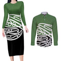 Green Fern New Zealand Kowhai Ngutukak Couples Matching Long Sleeve Bodycon Dress and Long Sleeve Button Shirt - Aussie Hoodie