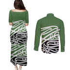 Green Fern New Zealand Kowhai Ngutukak Couples Matching Puletasi and Long Sleeve Button Shirt - Aussie Hoodie