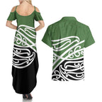 Green Fern New Zealand Kowhai Ngutukak Couples Matching Summer Maxi Dress and Hawaiian Shirt - Aussie Hoodie