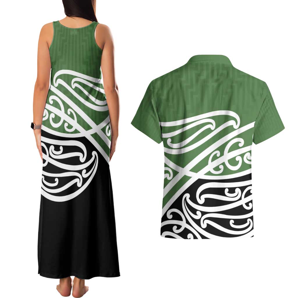 Green Fern New Zealand Kowhai Ngutukak Couples Matching Tank Maxi Dress and Hawaiian Shirt - Aussie Hoodie