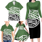 Green Fern New Zealand Kowhai Ngutukak Family Matching Long Sleeve Bodycon Dress and Hawaiian Shirt - Aussie Hoodie
