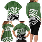 Green Fern New Zealand Kowhai Ngutukak Family Matching Long Sleeve Bodycon Dress and Hawaiian Shirt - Aussie Hoodie