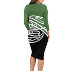 Green Fern New Zealand Kowhai Ngutukak Family Matching Long Sleeve Bodycon Dress and Hawaiian Shirt - Aussie Hoodie