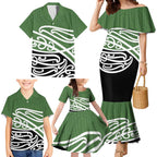 Green Fern New Zealand Kowhai Ngutukak Family Matching Mermaid Dress and Hawaiian Shirt - Aussie Hoodie