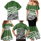 Green Fern New Zealand Kowhai Ngutukak Family Matching Mermaid Dress and Hawaiian Shirt - Aussie Hoodie