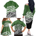 Green Fern New Zealand Kowhai Ngutukak Family Matching Off The Shoulder Long Sleeve Dress and Hawaiian Shirt - Aussie Hoodie