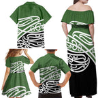 Green Fern New Zealand Kowhai Ngutukak Family Matching Off Shoulder Maxi Dress and Hawaiian Shirt - Aussie Hoodie