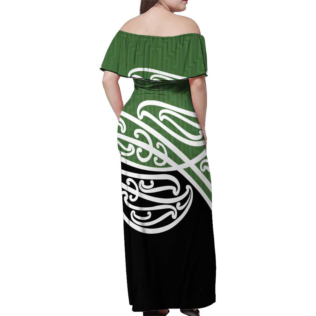 Green Fern New Zealand Kowhai Ngutukak Family Matching Off Shoulder Maxi Dress and Hawaiian Shirt - Aussie Hoodie