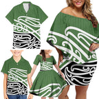 Green Fern New Zealand Kowhai Ngutukak Family Matching Off Shoulder Short Dress and Hawaiian Shirt - Aussie Hoodie