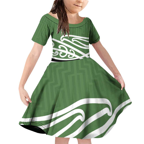 Green Fern New Zealand Kowhai Ngutukak Family Matching Off Shoulder Short Dress and Hawaiian Shirt - Aussie Hoodie