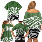 Green Fern New Zealand Kowhai Ngutukak Family Matching Off Shoulder Short Dress and Hawaiian Shirt - Aussie Hoodie