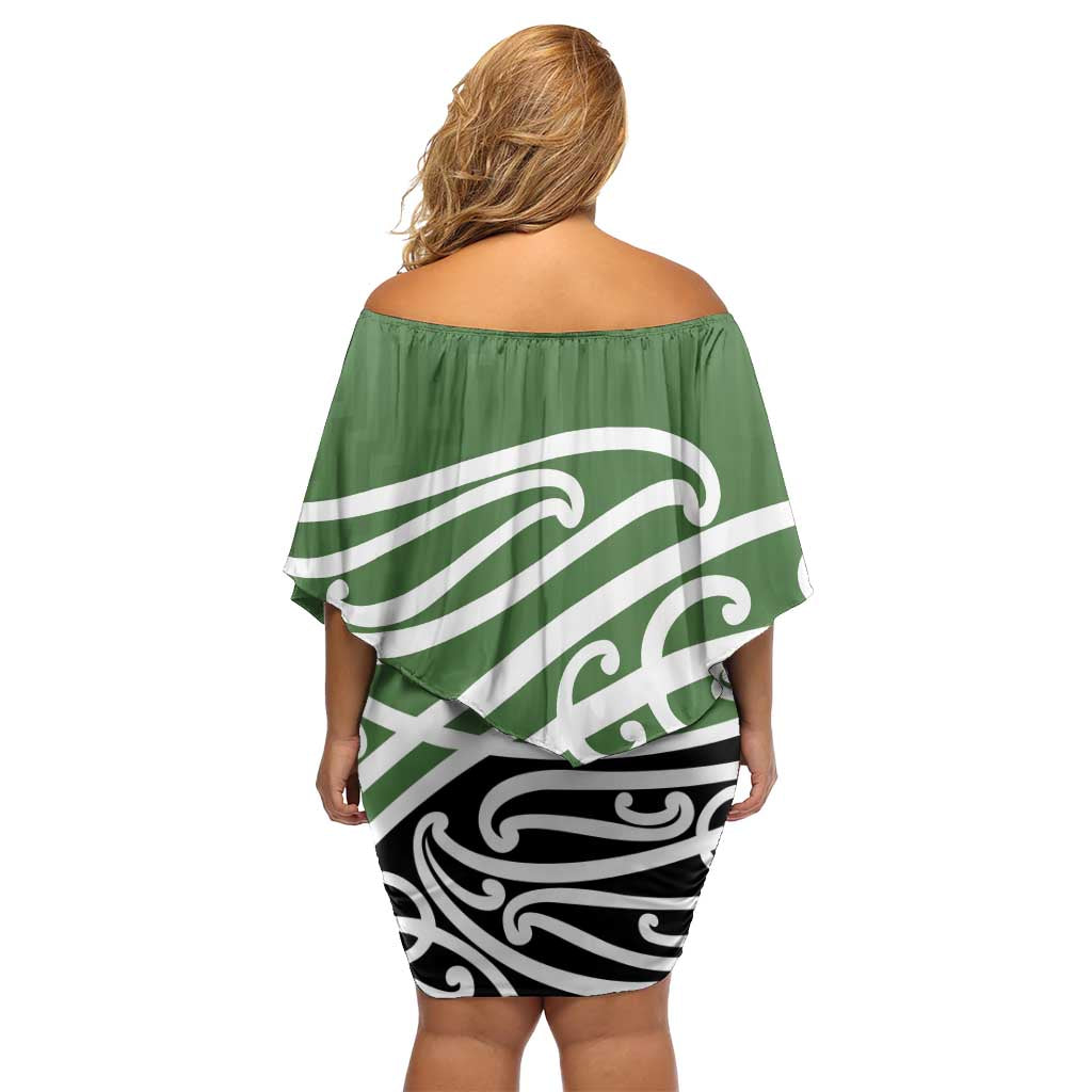 Green Fern New Zealand Kowhai Ngutukak Family Matching Off Shoulder Short Dress and Hawaiian Shirt - Aussie Hoodie