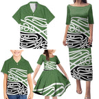 Green Fern New Zealand Kowhai Ngutukak Family Matching Puletasi and Hawaiian Shirt - Aussie Hoodie