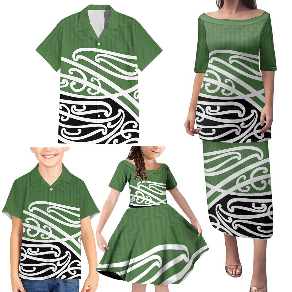 Green Fern New Zealand Kowhai Ngutukak Family Matching Puletasi and Hawaiian Shirt - Aussie Hoodie