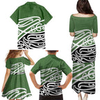 Green Fern New Zealand Kowhai Ngutukak Family Matching Puletasi and Hawaiian Shirt - Aussie Hoodie