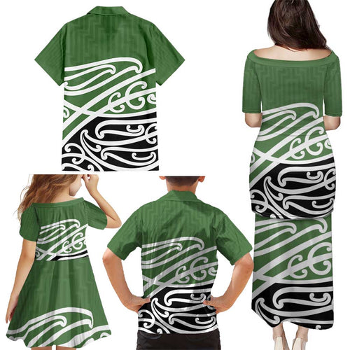 Green Fern New Zealand Kowhai Ngutukak Family Matching Puletasi and Hawaiian Shirt - Aussie Hoodie