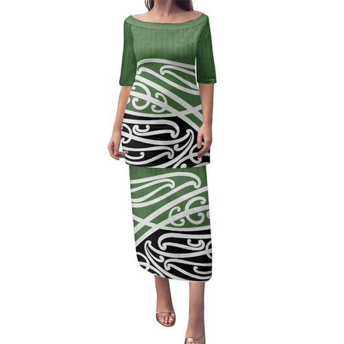 Green Fern New Zealand Kowhai Ngutukak Family Matching Puletasi and Hawaiian Shirt - Aussie Hoodie