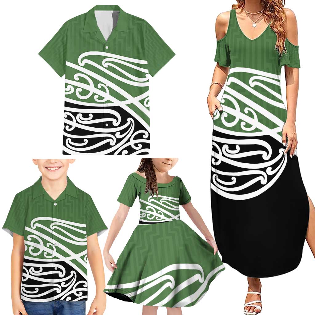 Green Fern New Zealand Kowhai Ngutukak Family Matching Summer Maxi Dress and Hawaiian Shirt - Aussie Hoodie