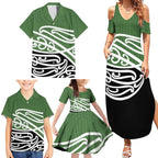 Green Fern New Zealand Kowhai Ngutukak Family Matching Summer Maxi Dress and Hawaiian Shirt - Aussie Hoodie