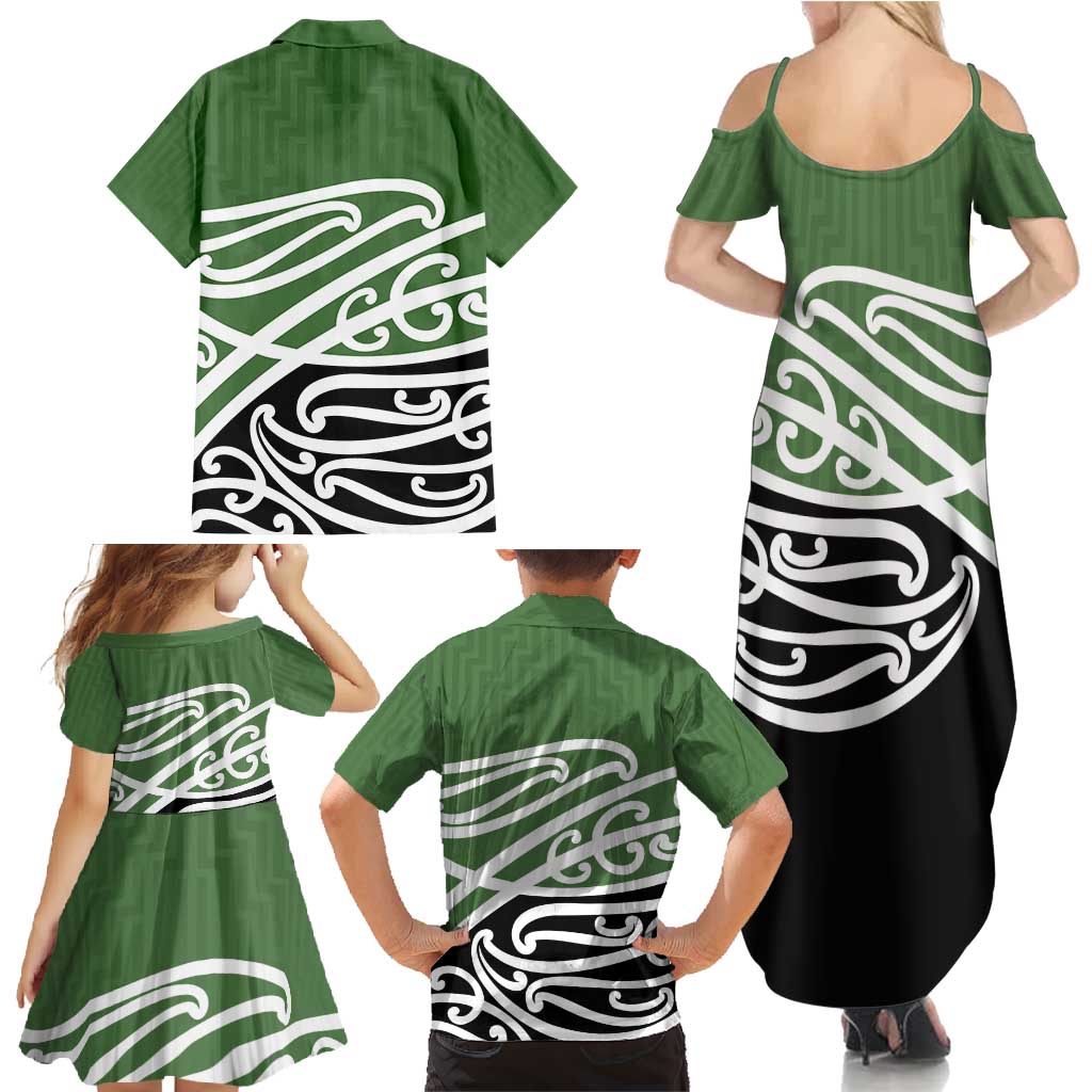 Green Fern New Zealand Kowhai Ngutukak Family Matching Summer Maxi Dress and Hawaiian Shirt - Aussie Hoodie