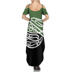 Green Fern New Zealand Kowhai Ngutukak Family Matching Summer Maxi Dress and Hawaiian Shirt - Aussie Hoodie