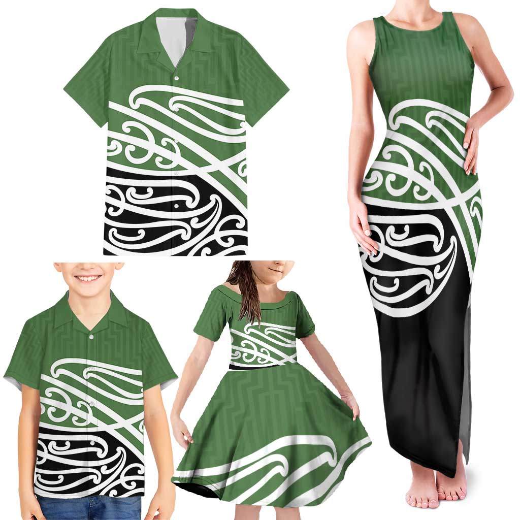 Green Fern New Zealand Kowhai Ngutukak Family Matching Tank Maxi Dress and Hawaiian Shirt - Aussie Hoodie