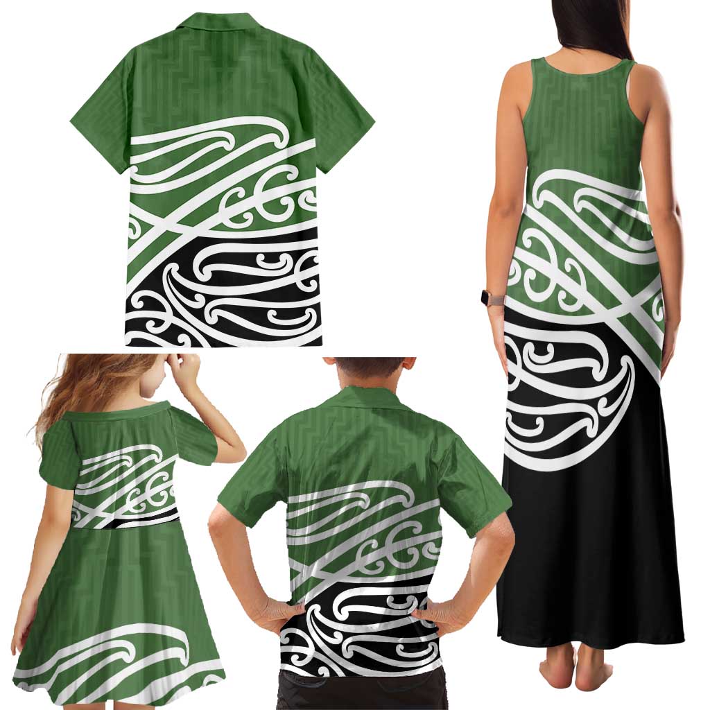 Green Fern New Zealand Kowhai Ngutukak Family Matching Tank Maxi Dress and Hawaiian Shirt - Aussie Hoodie